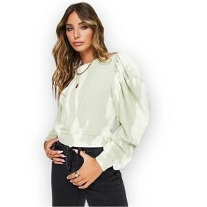 All Saints Elizah Tie Dye Drape Sleeve Sweatshirt Women's Green Size Small
